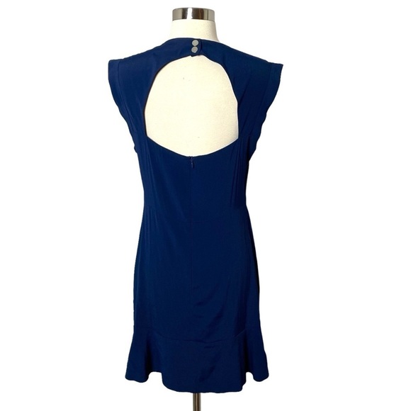 Sandro Paris Navy Blue Cut Out Back Crepe Mini Dress - Picture 3 of 10